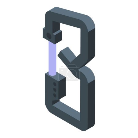 Carbine icon isometric vector. Climber clasp. Metal tool buckle