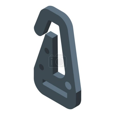 Icono de clip de carabina vector isométrico. Escalador de ganchos. Seguridad de cuerda de herramienta metálica