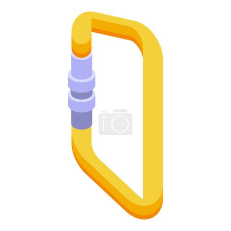 Ilustración de Clip amarillo icono de la carabina vector isométrico. Cierre de estilo de vida. Aventura de montaña - Imagen libre de derechos
