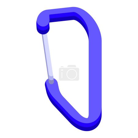 Blue carbine icon isometric vector. Camping safety rope. Snap security