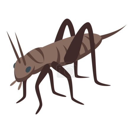 Téléchargez les illustrations : Insecte brun vecteur isométrique icône de ravageur. Sauterelle. Mascotte de mouche - en licence libre de droit