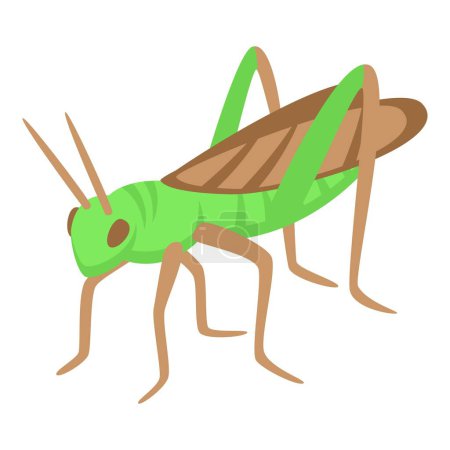 Téléchargez les illustrations : Icône de sauterelle insecte vecteur isométrique. Une créature naturelle. Membre verdoyant - en licence libre de droit