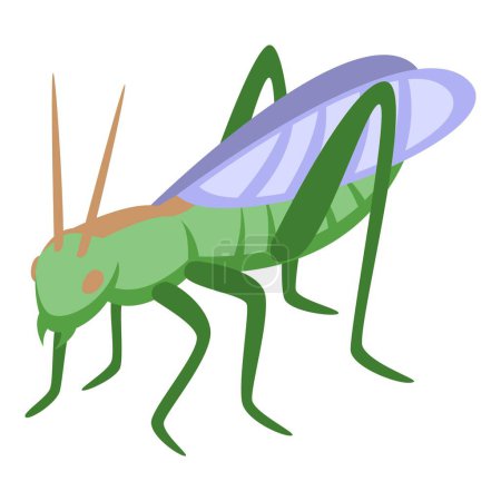 Téléchargez les illustrations : Icône animal sauterelle vecteur isométrique. Mignon insecte. Amusant gai - en licence libre de droit