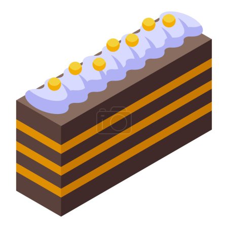 Téléchargez les illustrations : Napoléon icône crème gâteau vecteur isométrique. Du chocolat doux. Menu dessert - en licence libre de droit