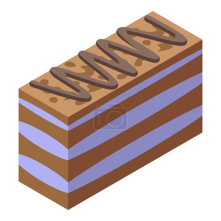 Téléchargez les illustrations : Icône gâteau au cacao crème vecteur isométrique. Napoléon dessert. Crème sucrée - en licence libre de droit