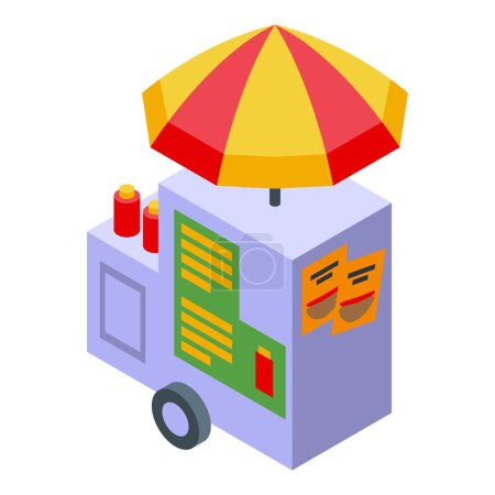 Ilustración de New York street food cart icon isometric vector (en inglés). Viajar con nosotros. América metro - Imagen libre de derechos