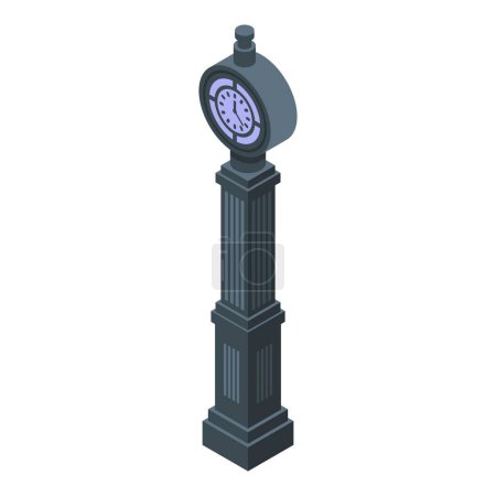 Ilustración de Calle NYC reloj icono del pilar vector isométrico. Moda USA. skyline urbano - Imagen libre de derechos