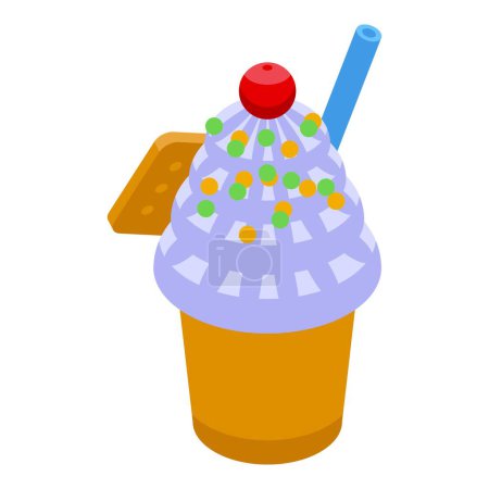 Ilustración de Crema dulce bebida icono vector isométrico. Comida de Nueva York. Viaje de viaje - Imagen libre de derechos
