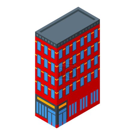 Ilustración de Icono de edificio rojo NYC vector isométrico. Viaje a Nueva York. Monumento callejero - Imagen libre de derechos