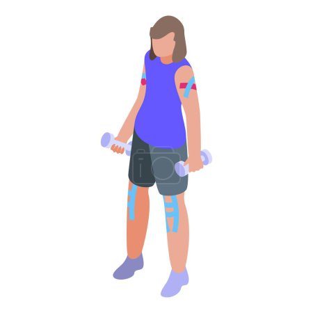 Illustration for Hand knees kinesio tape icon isometric vector. Relief pain. Sport muscle element - Royalty Free Image
