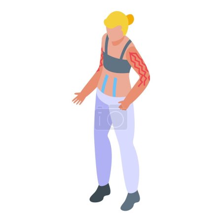 Illustration for Woman muscle sport icon isometric vector. Elastic bandage. Alternative tape - Royalty Free Image