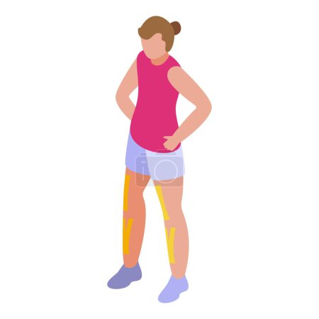 Illustration for Sport element taping icon isometric vector. Pain therapy muscle. Knee relief - Royalty Free Image
