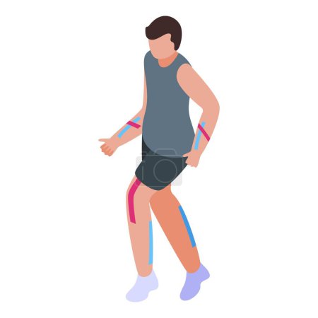 Illustration for Hand taping kinesio icon isometric vector. Therapy muscle. Alternative medicine - Royalty Free Image