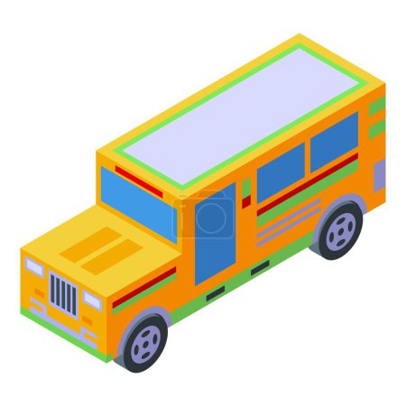 Ilustración de Viaje jeepney icono vector isométrico. Transporte de automóviles. Público callejero - Imagen libre de derechos