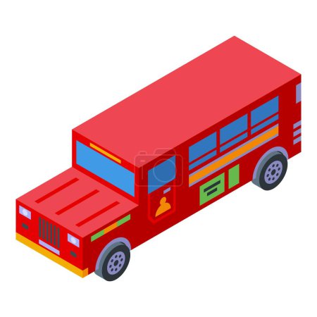 Ilustración de Automóvil jeepney icono vector isométrico. Vehículo público. Asiático auto - Imagen libre de derechos