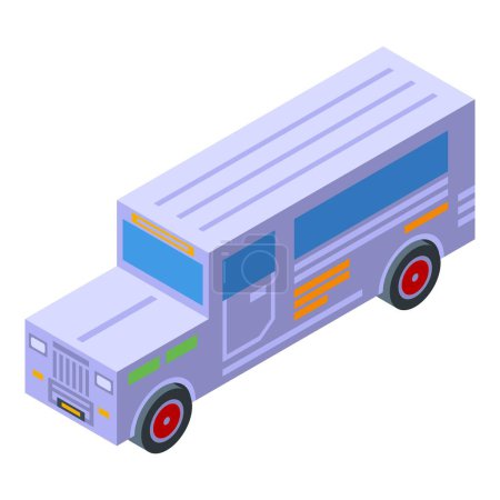 Ilustración de Filipino jeepney icono vector isométrico. Turismo automovilístico. Vehículo de autobús - Imagen libre de derechos