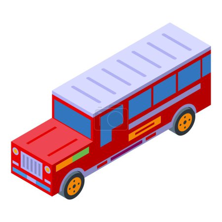 Ilustración de Bus jeepney icono vector isométrico. Turismo automovilístico. Transporte público - Imagen libre de derechos