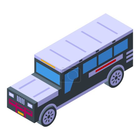 Ilustración de Ciudad jeepney icono vector isométrico. Transporte público. Comercio de camiones - Imagen libre de derechos