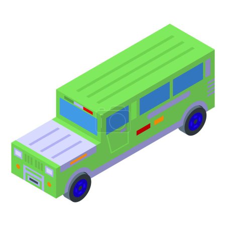Ilustración de Moda lima jeepney icono vector isométrico. Transporte de diseño. Negocio asiático - Imagen libre de derechos