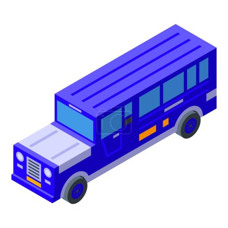 Ilustración de Icono de jeepney de color azul vector isométrico. Transporte público. Auto de negocios - Imagen libre de derechos