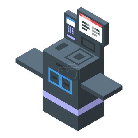 Scan counter store icon isometric vector. Self service. Panel device