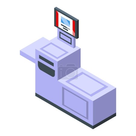 Device self service icon isometric vector. Panel device. Self scan product