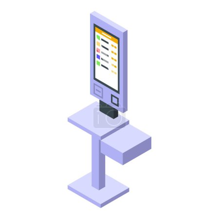Panel device service icon isometric vector. Check touch monitor. Display retail