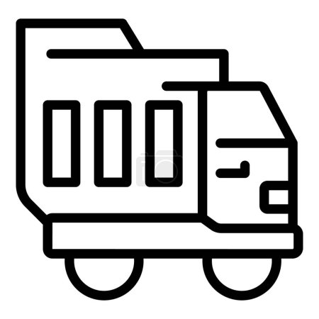Téléchargez les illustrations : Camion voiture benne icône contour vecteur. Construire du fret. Caisse de livraison - en licence libre de droit