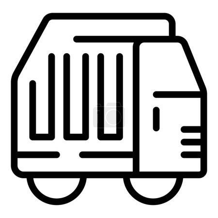 Téléchargez les illustrations : Livraison voiture benne icône contour vecteur. Conteneur camion. Transport par camion - en licence libre de droit
