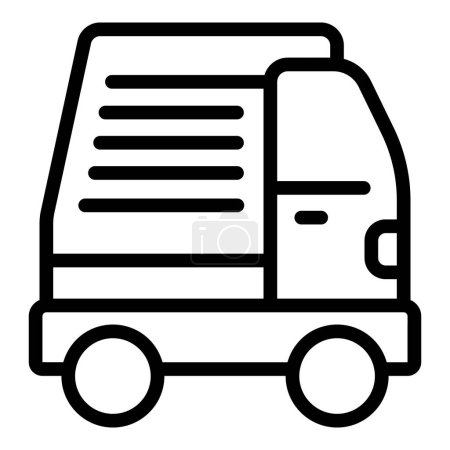 Téléchargez les illustrations : Décharger voiture benne icône contour vecteur. Livraison de transport. Charge de la pelle - en licence libre de droit