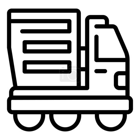 Icono volquete automóvil contorno vector. Transporte de carga. Cajón de carretera pesada