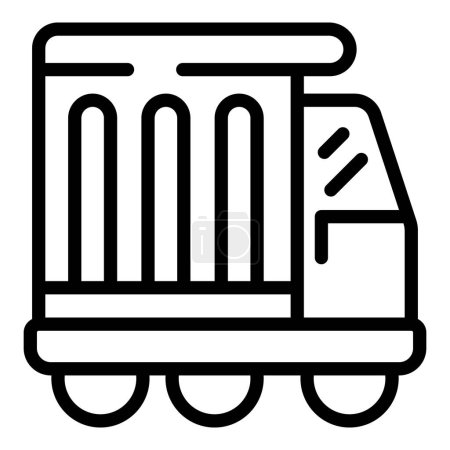 Téléchargez les illustrations : Vecteur de contour d'icône de chargement automatique du conteneur. Benne basculante. excavation de caisses - en licence libre de droit