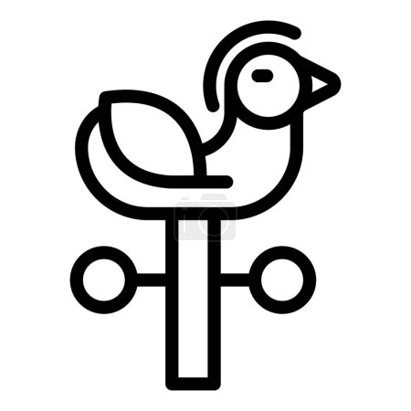 Cock bird indicator icon outline vector. Pinwheel toy. Wheel weather