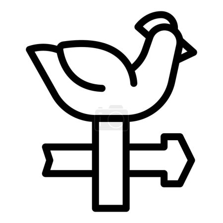 Compass rooster icon outline vector. Weather wheel. Cock bird indicator