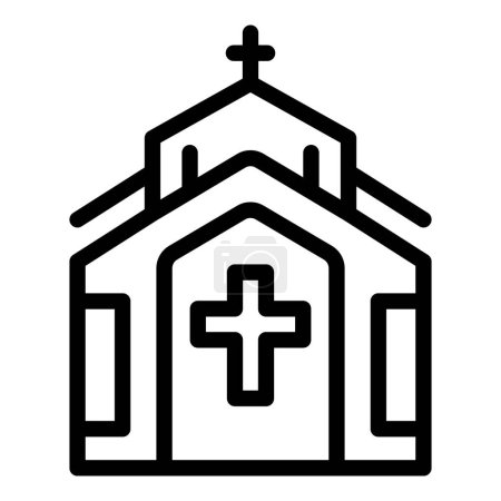 Téléchargez les illustrations : Icône de l'église chrétienne contour vecteur. Messe catholique. Culture mince - en licence libre de droit