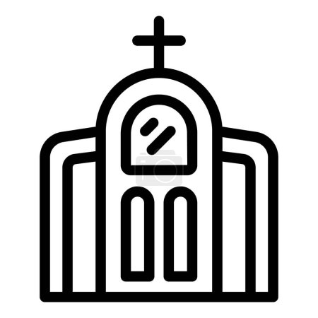 Ilustración de Icono de la iglesia católica contorno vector. Edificio de masas. Creencia ritual - Imagen libre de derechos