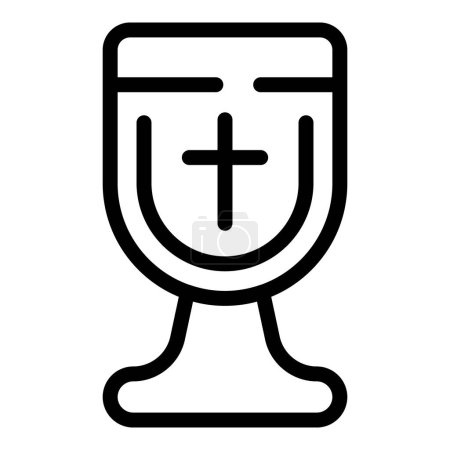 Illustration for Holy gold cup icon outline vector. Spiritual saving. Church mass people - Royalty Free Image