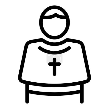 Ikone des rituellen Gebetsdienstes umreißt Vektor. Katholische Bibel. Massenreligion