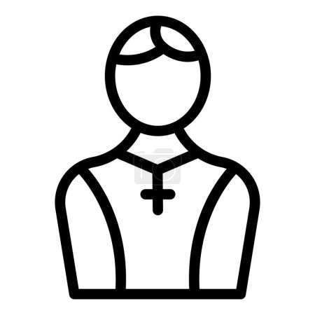 Priester Gebetssymbole umreißen Vektor. Katholischer Geistlicher Ritus. Glaube an die Schrift