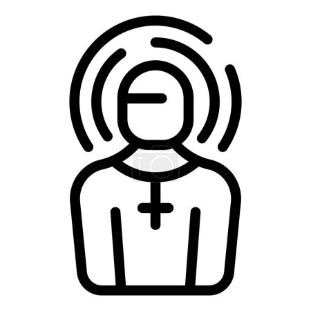 Ilustración de Icono sacerdote católico contorno vector. Vicario de Misa. Carácter de servicio - Imagen libre de derechos