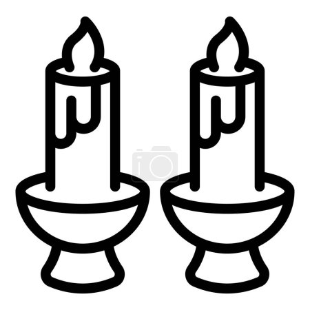 Ilustración de Iglesia quema velas icono contorno vector. Los adultos rezan. Religión del ayuno - Imagen libre de derechos