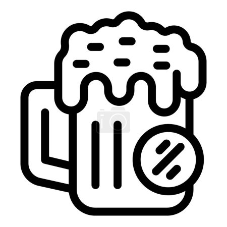 Vecteur de contour de tasse de bière sans alcool icône. Pub brewery drink. Verrerie pour boissons de taverne