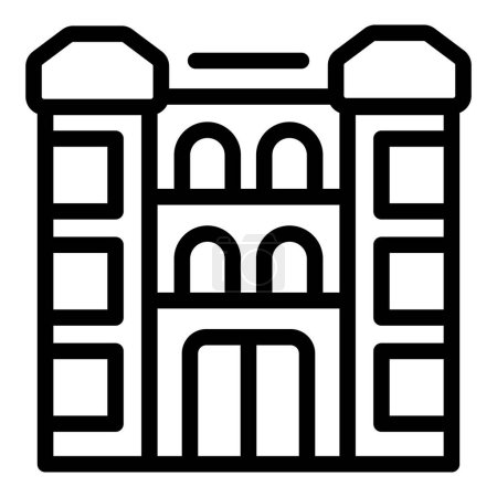 Téléchargez les illustrations : Amsterdam palais royal icône contour vecteur. Hollande histoire architecture. Infrastructures urbaines capitales - en licence libre de droit