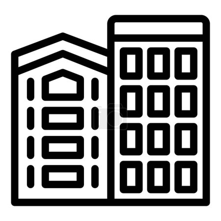 Amsterdam narrow houses icon outline vector. Building gabled frontage. Historical Dutch infrastructure