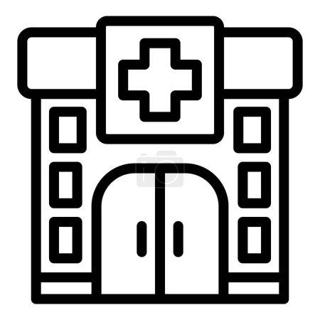 Ilustración de Edificio del hospital icono contorno vector. Paciente de medicina. Enfermera de salud - Imagen libre de derechos