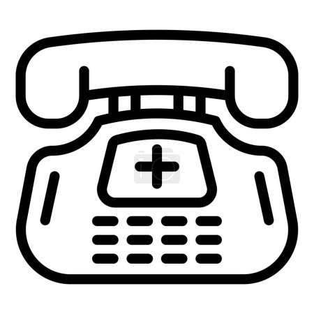 Arzt Telefon Symbol Umriss Vektor. Krankenhausbehandlung. Dienstleistungen abdecken