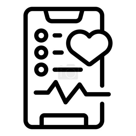 Ilustración de Teléfono móvil icono de corazón contorno vector. Tratamiento de máscaras. Atención domiciliaria - Imagen libre de derechos