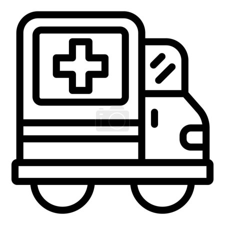 Ilustración de Ambulancia coche icono contorno vector. Atención hospitalaria. Visita de tratamiento paciente - Imagen libre de derechos