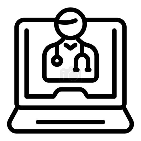 Besuchen Sie Arzt Online-Symbol Umrissvektor. Sanitätsbesuch. Pflege zu Hause gut