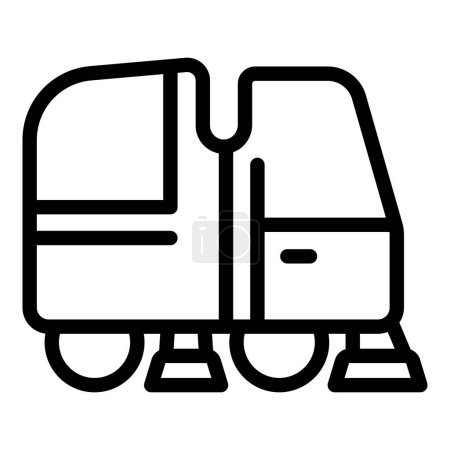 Illustration for Automated floor washer icon outline vector. Surface scrubbing equipment. Scouring road vehicle - Royalty Free Image